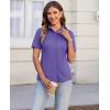 imagesiliteelon Womens Button Down Shirts Slim fit Short Sleeve Stretch Dress Shirts WrinkleFree Solid Work BlousePurple