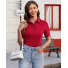 imagesiliteelon Womens Button Down Shirts Slim fit Short Sleeve Stretch Dress Shirts WrinkleFree Solid Work BlouseRed
