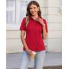 imagesiliteelon Womens Button Down Shirts Slim fit Short Sleeve Stretch Dress Shirts WrinkleFree Solid Work BlouseRed