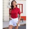 imagesiliteelon Womens Button Down Shirts Slim fit Short Sleeve Stretch Dress Shirts WrinkleFree Solid Work BlouseRed