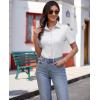 imagesiliteelon Womens Button Down Shirts Slim fit Short Sleeve Stretch Dress Shirts WrinkleFree Solid Work BlouseWhite