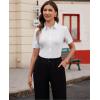 imagesiliteelon Womens Button Down Shirts Slim fit Short Sleeve Stretch Dress Shirts WrinkleFree Solid Work BlouseWhite