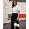 imagesiliteelon Womens Button Down Shirts Slim fit Short Sleeve Stretch Dress Shirts WrinkleFree Solid Work BlouseWhite