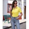 imagesiliteelon Womens Button Down Shirts Slim fit Short Sleeve Stretch Dress Shirts WrinkleFree Solid Work BlouseYellow