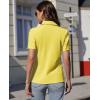 imagesiliteelon Womens Button Down Shirts Slim fit Short Sleeve Stretch Dress Shirts WrinkleFree Solid Work BlouseYellow