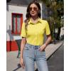 imagesiliteelon Womens Button Down Shirts Slim fit Short Sleeve Stretch Dress Shirts WrinkleFree Solid Work BlouseYellow