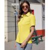 imagesiliteelon Womens Button Down Shirts Slim fit Short Sleeve Stretch Dress Shirts WrinkleFree Solid Work BlouseYellow