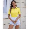 imagesiliteelon Womens Button Down Shirts Slim fit Short Sleeve Stretch Dress Shirts WrinkleFree Solid Work BlouseYellow