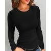 imageVICHYIE Fall Clothes Womens Crewneck Ribbed Long Sleeve Shirts Slim Fitted Tee Casual Basic Tshirt TopBlack