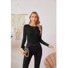 imageVICHYIE Fall Clothes Womens Crewneck Ribbed Long Sleeve Shirts Slim Fitted Tee Casual Basic Tshirt TopBlack