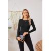 imageVICHYIE Fall Clothes Womens Crewneck Ribbed Long Sleeve Shirts Slim Fitted Tee Casual Basic Tshirt TopBlack