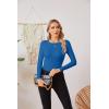 imageVICHYIE Fall Clothes Womens Crewneck Ribbed Long Sleeve Shirts Slim Fitted Tee Casual Basic Tshirt TopBlue