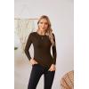 imageVICHYIE Fall Clothes Womens Crewneck Ribbed Long Sleeve Shirts Slim Fitted Tee Casual Basic Tshirt TopCoffee