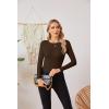 imageVICHYIE Fall Clothes Womens Crewneck Ribbed Long Sleeve Shirts Slim Fitted Tee Casual Basic Tshirt TopCoffee