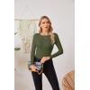 imageVICHYIE Fall Clothes Womens Crewneck Ribbed Long Sleeve Shirts Slim Fitted Tee Casual Basic Tshirt TopGreen