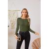 imageVICHYIE Fall Clothes Womens Crewneck Ribbed Long Sleeve Shirts Slim Fitted Tee Casual Basic Tshirt TopGreen