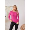 imageVICHYIE Fall Clothes Womens Crewneck Ribbed Long Sleeve Shirts Slim Fitted Tee Casual Basic Tshirt TopHot Pink