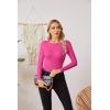 imageVICHYIE Fall Clothes Womens Crewneck Ribbed Long Sleeve Shirts Slim Fitted Tee Casual Basic Tshirt TopHot Pink