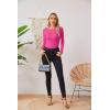 imageVICHYIE Fall Clothes Womens Crewneck Ribbed Long Sleeve Shirts Slim Fitted Tee Casual Basic Tshirt TopHot Pink