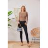imageVICHYIE Fall Clothes Womens Crewneck Ribbed Long Sleeve Shirts Slim Fitted Tee Casual Basic Tshirt TopKhaki