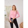 imageVICHYIE Fall Clothes Womens Crewneck Ribbed Long Sleeve Shirts Slim Fitted Tee Casual Basic Tshirt TopLight Pink
