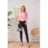 imageVICHYIE Fall Clothes Womens Crewneck Ribbed Long Sleeve Shirts Slim Fitted Tee Casual Basic Tshirt TopLight Pink