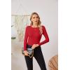 imageVICHYIE Fall Clothes Womens Crewneck Ribbed Long Sleeve Shirts Slim Fitted Tee Casual Basic Tshirt TopRed
