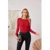 imageVICHYIE Fall Clothes Womens Crewneck Ribbed Long Sleeve Shirts Slim Fitted Tee Casual Basic Tshirt TopRed