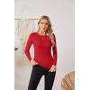 imageVICHYIE Fall Clothes Womens Crewneck Ribbed Long Sleeve Shirts Slim Fitted Tee Casual Basic Tshirt TopRed