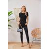 imageVICHYIE Fall Clothes Womens Crewneck Ribbed Long Sleeve Shirts Slim Fitted Tee Casual Basic Tshirt TopShortblack