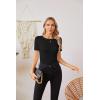 imageVICHYIE Fall Clothes Womens Crewneck Ribbed Long Sleeve Shirts Slim Fitted Tee Casual Basic Tshirt TopShortblack
