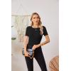 imageVICHYIE Fall Clothes Womens Crewneck Ribbed Long Sleeve Shirts Slim Fitted Tee Casual Basic Tshirt TopShortblack