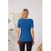 imageVICHYIE Fall Clothes Womens Crewneck Ribbed Long Sleeve Shirts Slim Fitted Tee Casual Basic Tshirt TopShortblue
