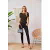imageVICHYIE Fall Clothes Womens Crewneck Ribbed Long Sleeve Shirts Slim Fitted Tee Casual Basic Tshirt TopShortcoffee