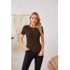imageVICHYIE Fall Clothes Womens Crewneck Ribbed Long Sleeve Shirts Slim Fitted Tee Casual Basic Tshirt TopShortcoffee