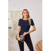 imageVICHYIE Fall Clothes Womens Crewneck Ribbed Long Sleeve Shirts Slim Fitted Tee Casual Basic Tshirt TopShortdark Blue
