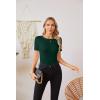 imageVICHYIE Fall Clothes Womens Crewneck Ribbed Long Sleeve Shirts Slim Fitted Tee Casual Basic Tshirt TopShortdark Green