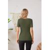 imageVICHYIE Fall Clothes Womens Crewneck Ribbed Long Sleeve Shirts Slim Fitted Tee Casual Basic Tshirt TopShortgreen