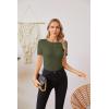 imageVICHYIE Fall Clothes Womens Crewneck Ribbed Long Sleeve Shirts Slim Fitted Tee Casual Basic Tshirt TopShortgreen