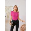 imageVICHYIE Fall Clothes Womens Crewneck Ribbed Long Sleeve Shirts Slim Fitted Tee Casual Basic Tshirt TopShorthot Pink