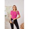 imageVICHYIE Fall Clothes Womens Crewneck Ribbed Long Sleeve Shirts Slim Fitted Tee Casual Basic Tshirt TopShorthot Pink
