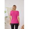 imageVICHYIE Fall Clothes Womens Crewneck Ribbed Long Sleeve Shirts Slim Fitted Tee Casual Basic Tshirt TopShorthot Pink
