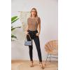 imageVICHYIE Fall Clothes Womens Crewneck Ribbed Long Sleeve Shirts Slim Fitted Tee Casual Basic Tshirt TopShortkhaki