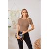 imageVICHYIE Fall Clothes Womens Crewneck Ribbed Long Sleeve Shirts Slim Fitted Tee Casual Basic Tshirt TopShortkhaki