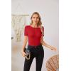 imageVICHYIE Fall Clothes Womens Crewneck Ribbed Long Sleeve Shirts Slim Fitted Tee Casual Basic Tshirt TopShortred