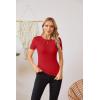imageVICHYIE Fall Clothes Womens Crewneck Ribbed Long Sleeve Shirts Slim Fitted Tee Casual Basic Tshirt TopShortred