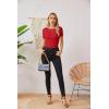 imageVICHYIE Fall Clothes Womens Crewneck Ribbed Long Sleeve Shirts Slim Fitted Tee Casual Basic Tshirt TopShortred