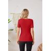 imageVICHYIE Fall Clothes Womens Crewneck Ribbed Long Sleeve Shirts Slim Fitted Tee Casual Basic Tshirt TopShortred