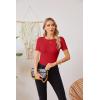 imageVICHYIE Fall Clothes Womens Crewneck Ribbed Long Sleeve Shirts Slim Fitted Tee Casual Basic Tshirt TopShortred