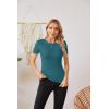 imageVICHYIE Fall Clothes Womens Crewneck Ribbed Long Sleeve Shirts Slim Fitted Tee Casual Basic Tshirt TopShortteal